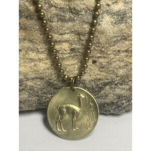 1968 Peru ½ Sol de Oro Coin Pendant 22" Necklace Peruvian. Great A1